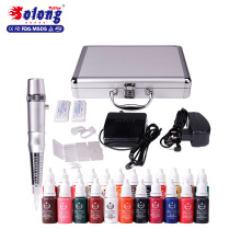 Solong Tattoo Permanent Makeup Kit Tattoo Pen Eyebrow Lip Machine Set 23 Makeup Inks